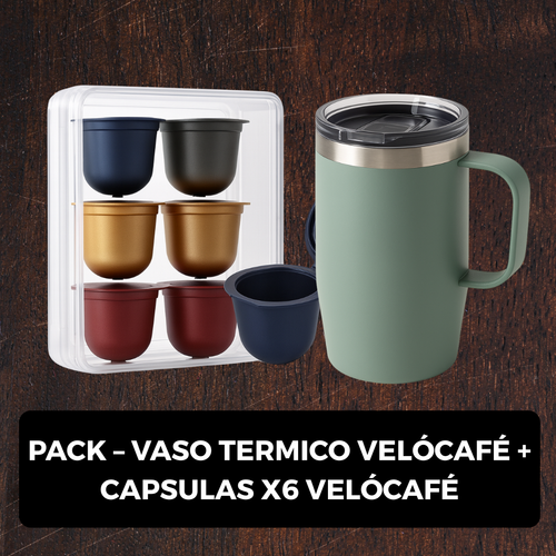 PACK – VASO TÉRMICO VELÓCAFÉ + CÁPSULAS X6 VELÓCAFÉ